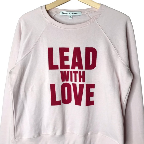 Rebecca Minkoff Lead with Love Lettering Sweatshirt Long Sleeve Crew Neck Top M - Picture 4 of 12